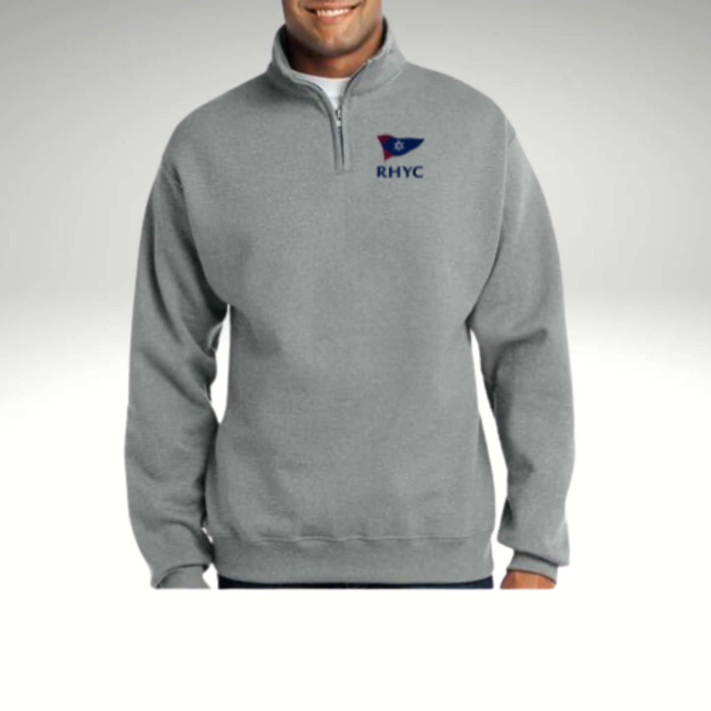Unisex Quarter zip sweatshirt with embroidered RHYC logo