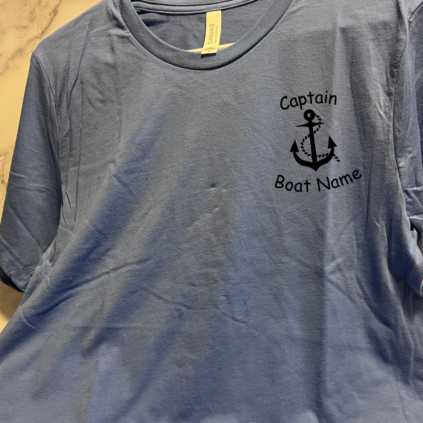 Personalized Captain short sleeve unisex shirt personalized with your boat name