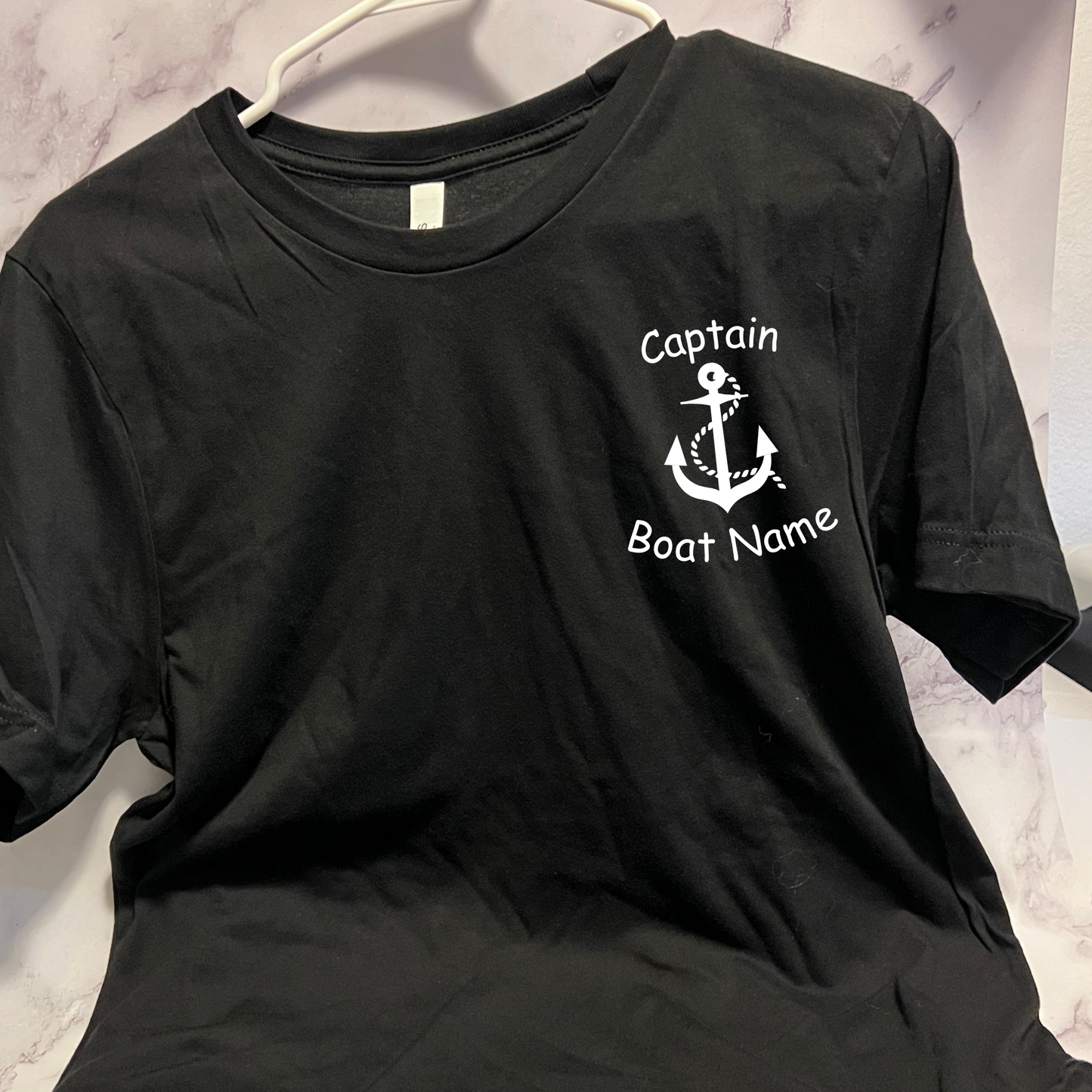 Personalized Captain short sleeve unisex shirt personalized with your boat name