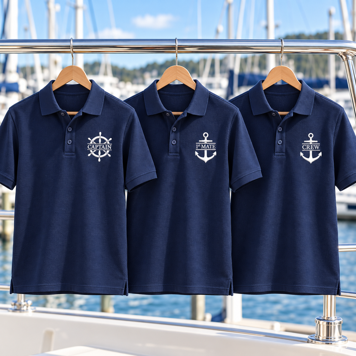 Nautical Polo Shirt — Captain, First Mate & Crew