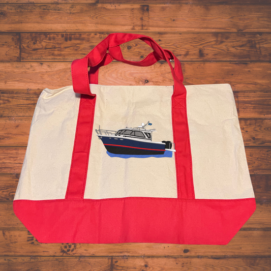 Reusable Shopping bag With Cutwater Boat Embroidered on it