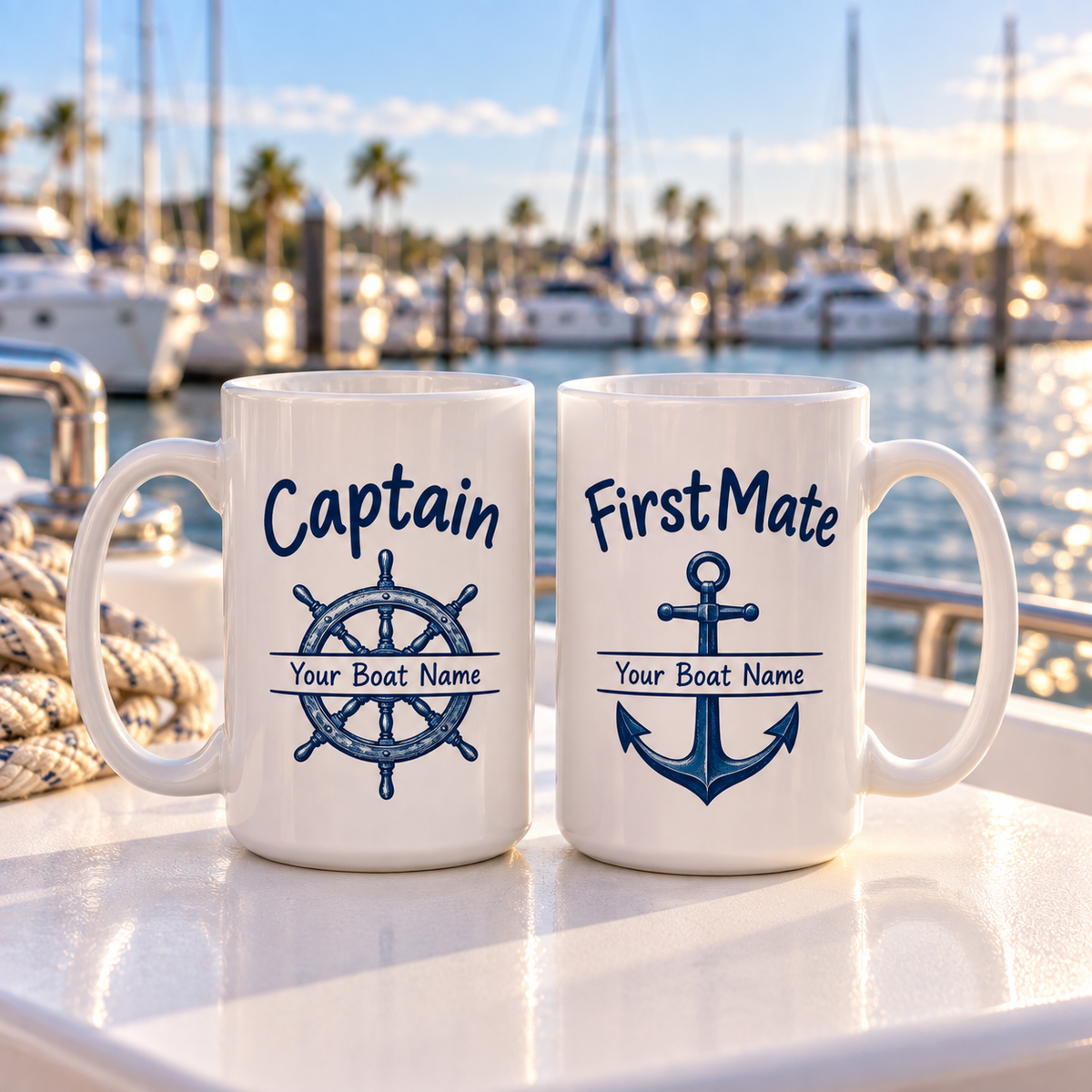 Personalized Captain & First Mate Mug Set — 15 oz.