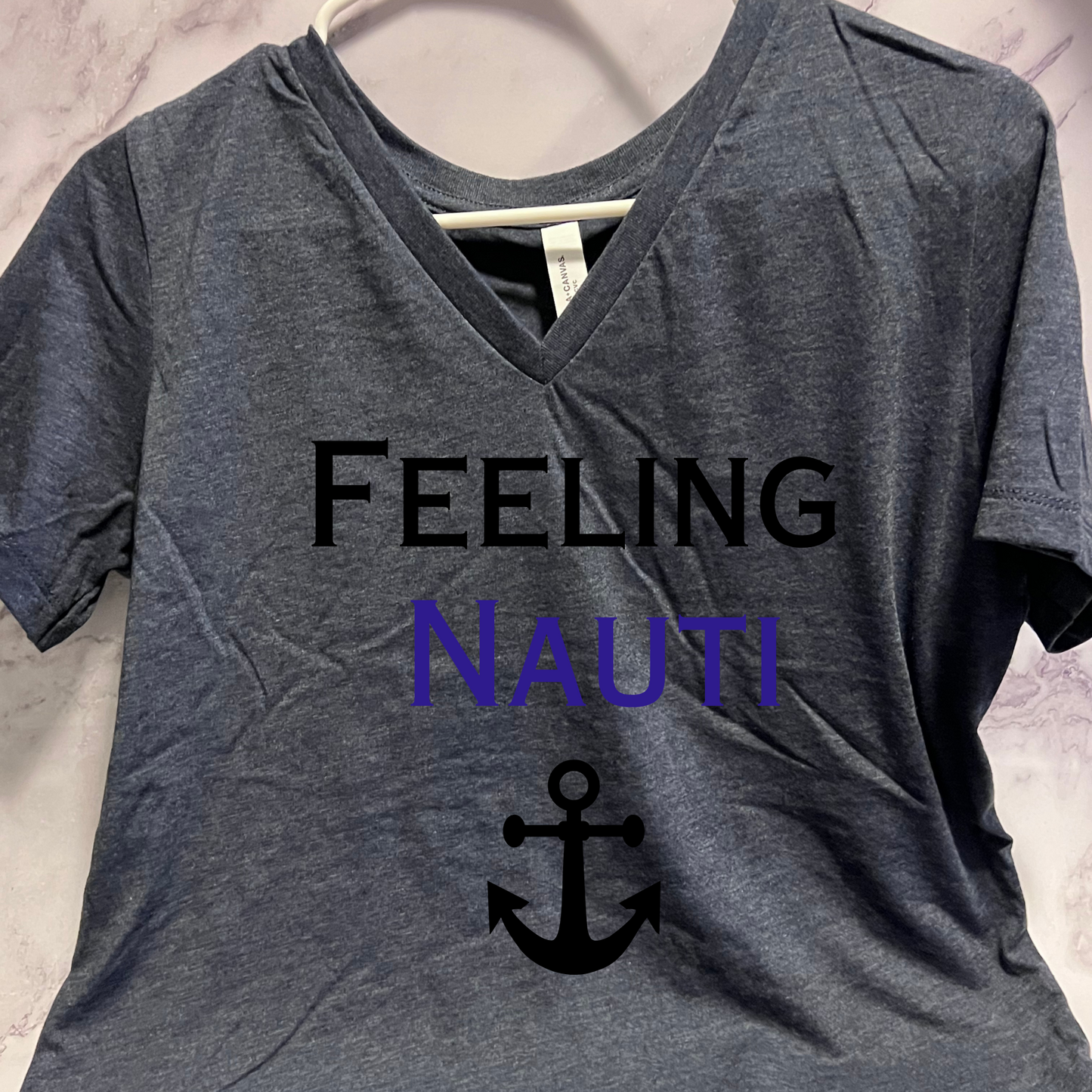 Feeling Nauti, Funny boat shirt, short sleeve V Neck, t-shirt, for women