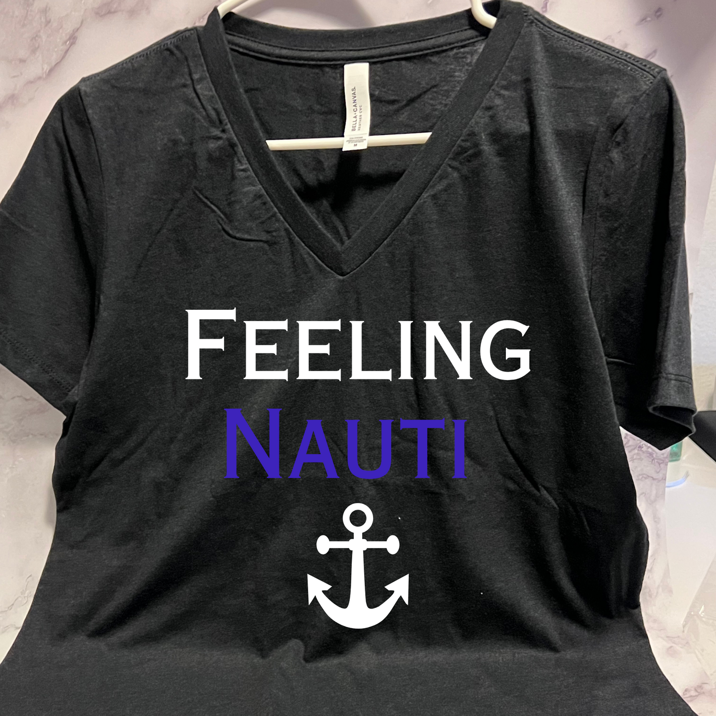 Feeling Nauti, Funny boat shirt, short sleeve V Neck, t-shirt, for women