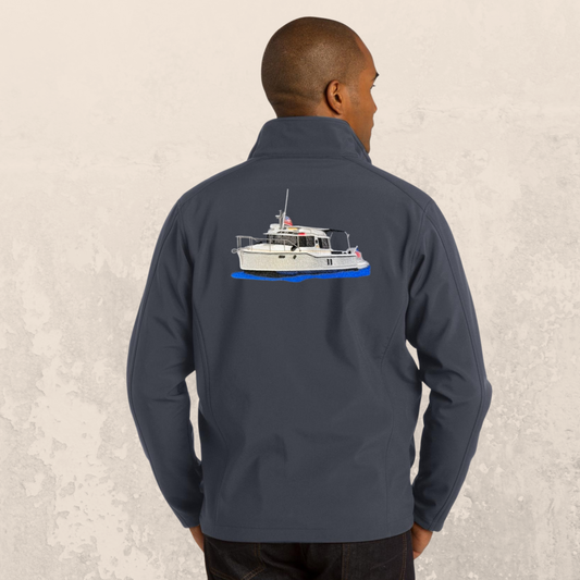 Men's or Women's SoftShell Waterproof Jacket with Ranger Tug on back and boat name/logo on front