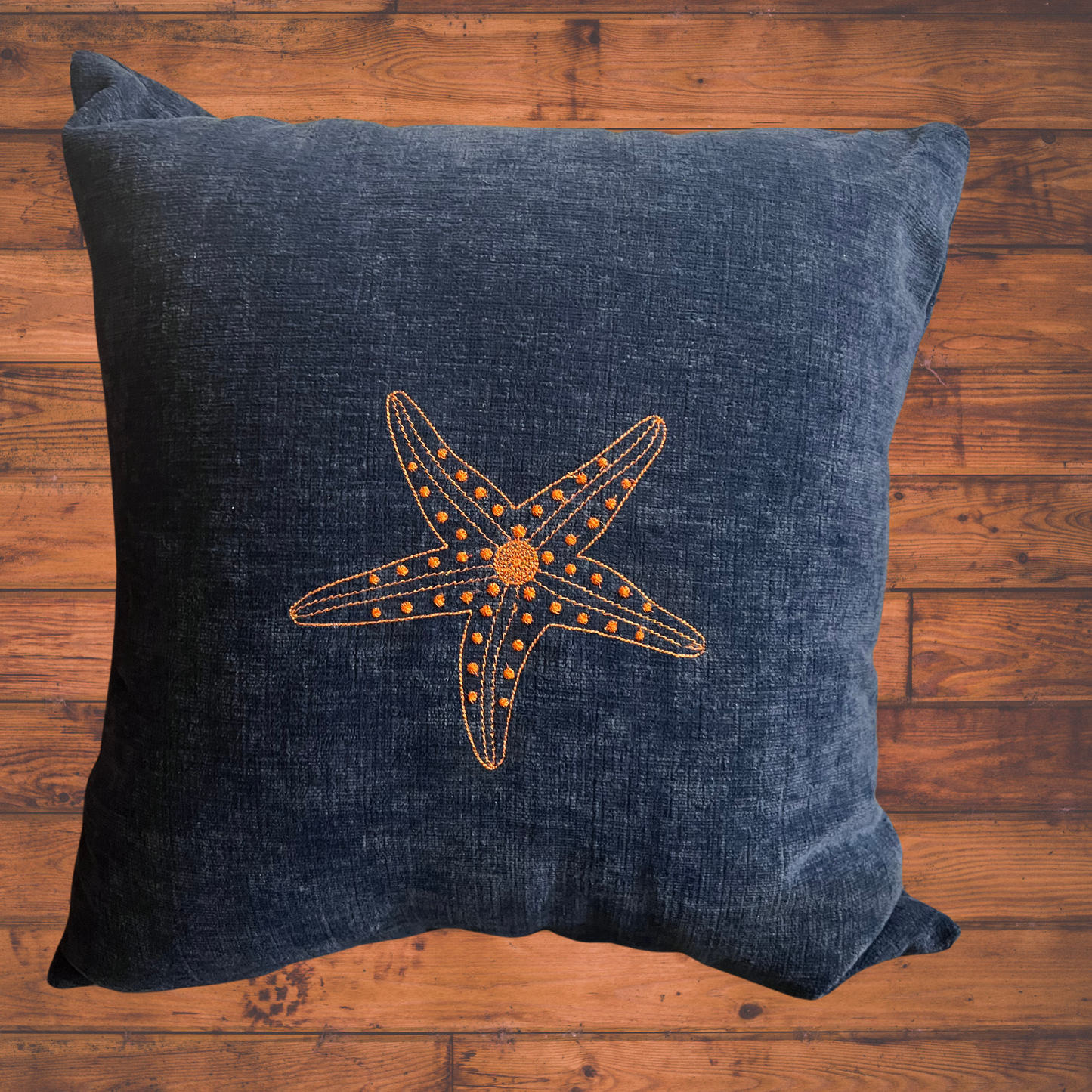 Starfish Embroidered Throw pillow 16x16