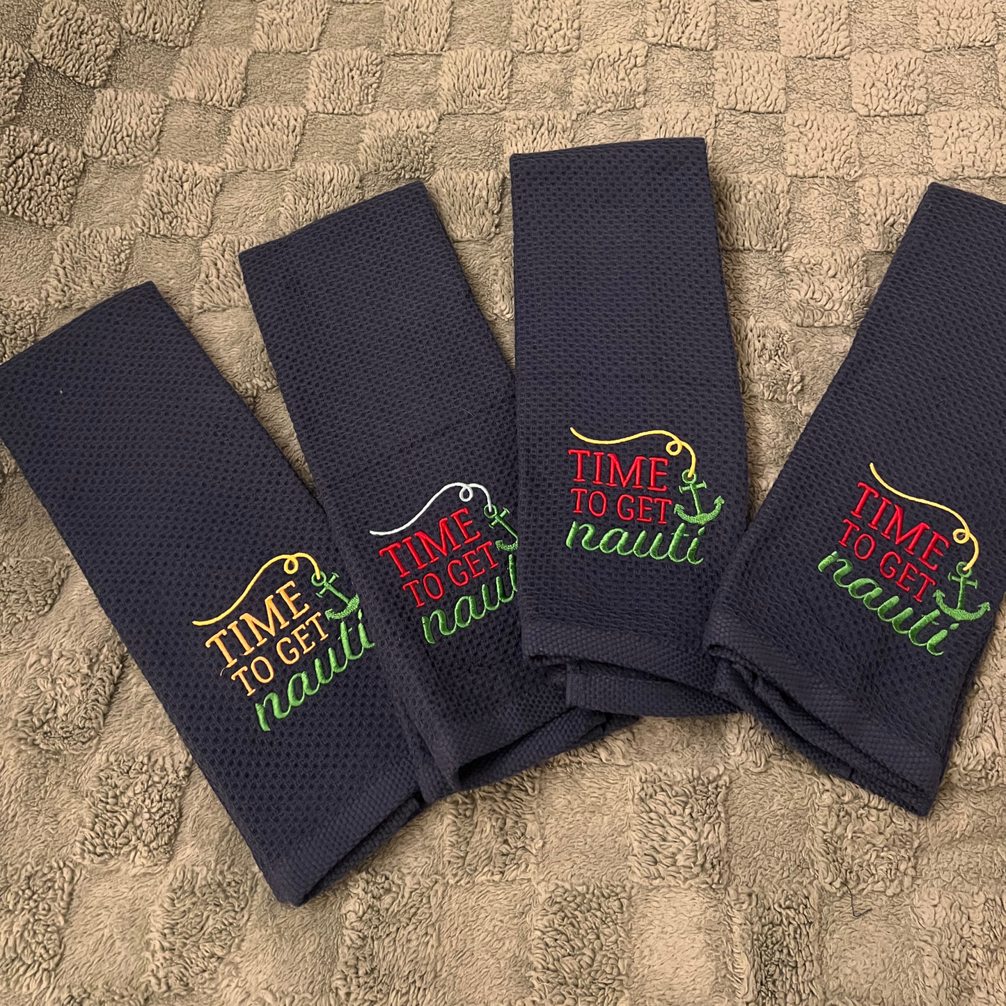 Time to get nauti embroidered galley Towel
