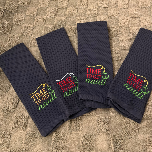 Time to get nauti embroidered galley Towel