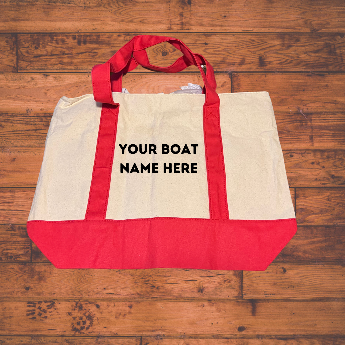 Personalized canvas boat shopping bag